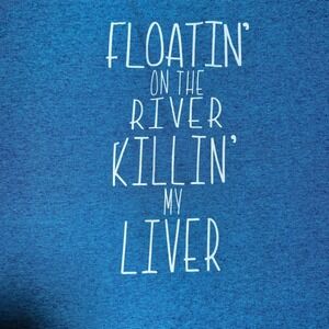 Floating Fisherman Vacation River Summer Mens 4XL Tank Float Trip Liver Drinking